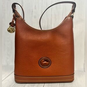Vintage Dooney & Bourke 1980’s “British Tan”
 All Weather leather Small Hobo Bag